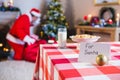 Breakfast for Santa kept on table Royalty Free Stock Photo
