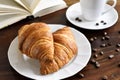 Breakfast scene with fresh croissants Royalty Free Stock Photo