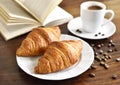 Breakfast scene with fresh croissants Royalty Free Stock Photo