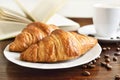 Breakfast scene with fresh croissants Royalty Free Stock Photo