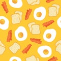 Breakfast seamless pattern with eggs and bacon.
