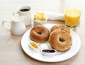 Breakfast Series - Bagels, coffee and juice Royalty Free Stock Photo