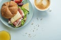 Breakfast with ham sandwich and coffee Royalty Free Stock Photo