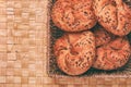 Cooked buns on the table. Morning breakfast