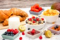 Breakfast Served in the morning with Butter croissant and corn flakes Royalty Free Stock Photo