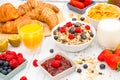 Breakfast Served in the morning with Butter croissant and corn flakes Royalty Free Stock Photo