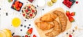 Breakfast Served in the morning with Butter croissant and corn flakes Royalty Free Stock Photo