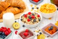 Breakfast Served in the morning with Butter croissant and corn flakes Royalty Free Stock Photo