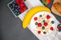 Breakfast Served in the morning with Coffee, Butter croissant and corn flakes Royalty Free Stock Photo