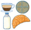 Breakfast set in Pencil Colour Sketch Simple Style