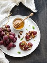 Breakfast set. Sweet sandwiches with ricotta Royalty Free Stock Photo