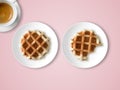 Breakfast set of waffles and coffee. Royalty Free Stock Photo