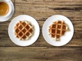 Breakfast set of waffles and coffee. Royalty Free Stock Photo