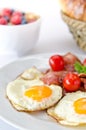 Breakfast setting with fried eggs. Royalty Free Stock Photo