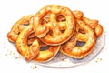 Breakfast snack pretzel traditional bavarian food tasty bake bread fresh bakery background