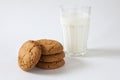 Breakfast of some cookies and glass of milk Royalty Free Stock Photo