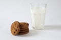 Breakfast of some cookies and glass of milk Royalty Free Stock Photo