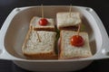 The breakfast with  square Mini sandwiches Royalty Free Stock Photo