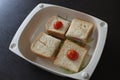 The breakfast with  square Mini sandwiches Royalty Free Stock Photo