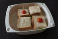 The breakfast with  square Mini sandwiches Royalty Free Stock Photo