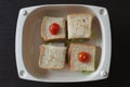 The breakfast with  square Mini sandwiches Royalty Free Stock Photo