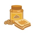 Toasted bread with peanut butter icon vector