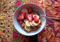 Breakfast with Strawberries Bananas and Cereal Royalty Free Stock Photo