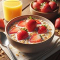 Breakfast with Strawberries and Cereal in Milk Royalty Free Stock Photo