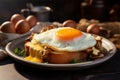 Breakfast table is adorned with the delightful sight of fried eggs