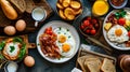 Breakfast Table With Assorted Food Plates Royalty Free Stock Photo