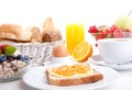 Breakfast table with toast and orange marmelade