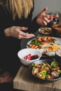 Girl eat breakfast or lunch Royalty Free Stock Photo