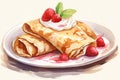 Breakfast pancakes background baked dessert fresh sweet plate delicious food homemade meal