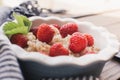 Breakfast. Tasty oatmeal with berries. Healthy breakfast ingredients. Royalty Free Stock Photo