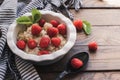 Breakfast. Tasty oatmeal with berries. Healthy breakfast ingredients. Royalty Free Stock Photo