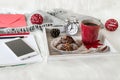 Breakfast time Christmas planning concept. Royalty Free Stock Photo