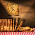 Breakfast Time - Rusks with Clock Royalty Free Stock Photo