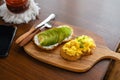 breakfast Toast egg and avocodo Royalty Free Stock Photo