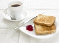 Breakfast with toast,marmalade and coffee Royalty Free Stock Photo