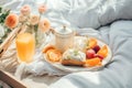 Breakfast tray in bed, life style Authentic living