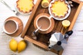 Lemon tarts and coffee Royalty Free Stock Photo
