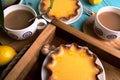 Lemon tarts and coffee Royalty Free Stock Photo