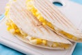 Breakfast - two tortillas or wraps with eggs and Royalty Free Stock Photo