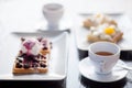 Breakfast for two, waffles and tea. Royalty Free Stock Photo