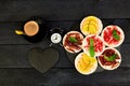 Breakfast for Valentines day with cup of coffee Royalty Free Stock Photo