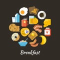 Breakfast vector concept. Fresh and healthy food flat iconce in circle design