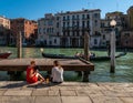 Breakfast in Venice. Canals of the old city. Italy