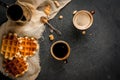 Breakfast with waffles and coffee Royalty Free Stock Photo