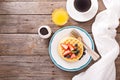 Breakfast waffles with fresh berries