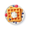 Breakfast Waffles Realistic Top View Image Royalty Free Stock Photo